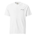 Post Irony: weißes Heavyweight-T-Shirt mit kleiner schwarzer Euler-Stickerei auf der linken Brust, Vorderansicht